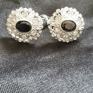 Silver tone clip-on earrings